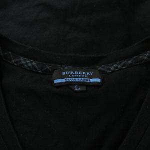 BURBERRY LONDON BLUE LABEL Tシャツ 半袖 Vネック ロゴ プリント L 黒 ブラック /BB GY12