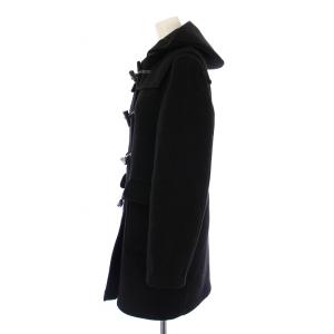 GLOVERALL ダッフルコート アウター ロング丈 フード トグルボタン 裏地チェック柄 ウール 10 黒 ブラック /BB