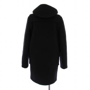 GLOVERALL ダッフルコート アウター ロング丈 フード トグルボタン 裏地チェック柄 ウール 10 黒 ブラック /BB