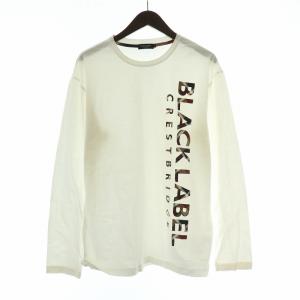 Tシャツ ロンT 長袖 クルーネック ロゴ プリント チェック柄 LL 白 ホワイト