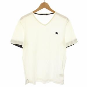 Tシャツ カットソー Vネック 半袖 騎士刺繍 コットン 3 白 ホワイト 紺 ネイビー D1P16-115-02