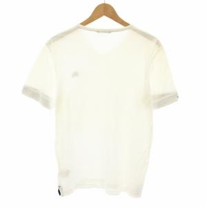 BURBERRY BLACK LABEL Tシャツ カットソー Vネック 半袖 騎士刺繍 コットン 3 白 ホワイト 紺 ネイビー D1P16-115-02