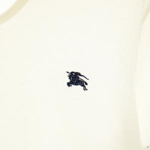 BURBERRY BLACK LABEL Tシャツ カットソー Vネック 半袖 騎士刺繍 コットン 3 白 ホワイト 紺 ネイビー D1P16-115-02