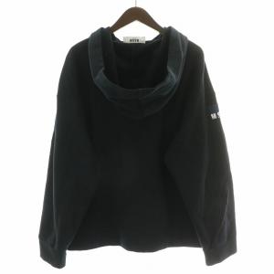 MSGM プルオーバーパーカー スウェット 長袖 ストレッチ ロゴ プリント 裏起毛 S 黒 ブラック