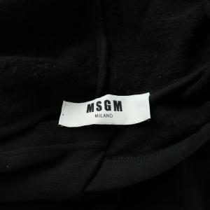 MSGM プルオーバーパーカー スウェット 長袖 ストレッチ ロゴ プリント 裏起毛 S 黒 ブラック