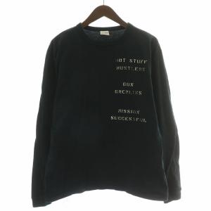 BUZZ RICKSON’S Tシャツ ロンT 長袖 クルーネック ロゴ ドクロ プリント L 黒 ブラック /BB GY12