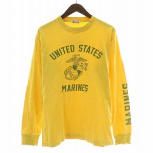 Tシャツ ロンT 長袖 クルーネック ロゴ プリント L 黄色 イエロー /BB GY12