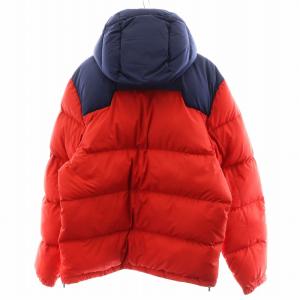 POLO RALPH LAUREN ダウンジャケット フード ロゴ バイカラー アウター L 赤 レッド 紺 ネイビー /AN34 GY12