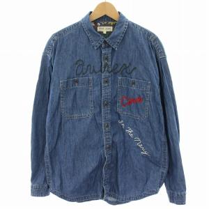 タイプブルー TYPE BLUE デニムハンドクラフトシャツ 長袖 ロゴ刺繍 L 青 ブルー 6125114
