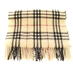 BURBERRY LONDON マフラー フリンジ ノバチェック カシミヤ ベージュ /KU MA