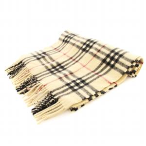 BURBERRY LONDON マフラー フリンジ ノバチェック カシミヤ ベージュ /KU MA