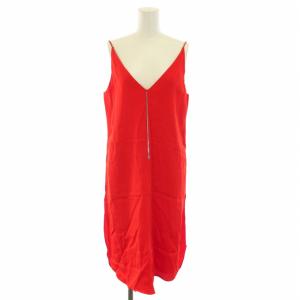 キャミワンピース ひざ丈 Vネック チェーン 0 S 赤 レッド /DK PN