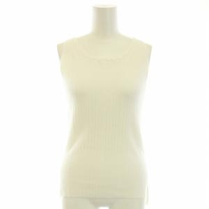 ノースリーブニット ラウンドネック リブ編み コットン 1 S 白 ホワイト /DK PN