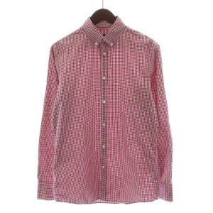 チェックシャツ 長袖 コットン 48 M 赤 レッド 青 ブルー S74DL0999 /DK PN