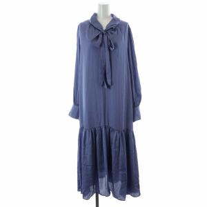 23SS 2wayボウタイワンピース ロング マキシ サテン M 紫 パープル /DK JS PN