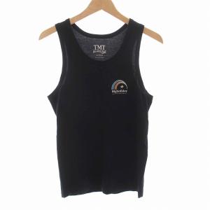 タンクトップ ノースリーブ カットソー コットン M 黒 ブラック