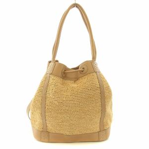 HELEN KAMINSKI 2WAY かごバッグ ハンドバッグ ショルダーバッグ レザー 切替 ベージュ /DK GY12 PN