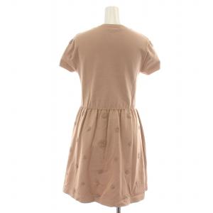 VALENTINO ニットワンピース ひざ丈 フレア 半袖 クルーネック 花柄 シルク M ピンクベージュ MB3KD00032T