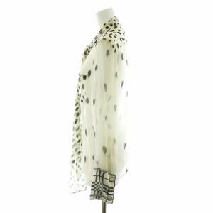 BURBERRY LONDON シャツ ブラウス ボウタイ 長袖 ダルメシアン柄 シースルー シアー シルク 絹 UK4 アイボリー 4560845