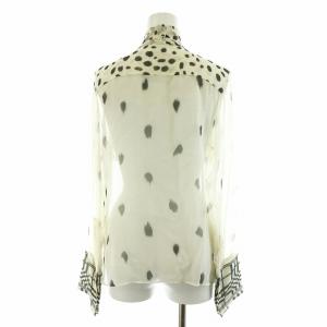 BURBERRY LONDON シャツ ブラウス ボウタイ 長袖 ダルメシアン柄 シースルー シアー シルク 絹 UK4 アイボリー 4560845