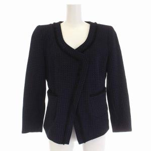 ノーカラージャケット 総柄 ジップアップ アウター 40 黒 紫 3GAG73AJBVZ /KH PN