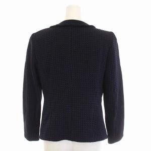 GIORGIO ARMANI ノーカラージャケット 総柄 ジップアップ アウター 40 黒 紫 3GAG73AJBVZ /KH PN