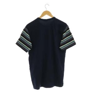 COMME des GARCONS HOMME AD2009 Tシャツ カットソー プルオーバー 半袖 ボーダー 切替 M 紺 マルチカラー HE-T018