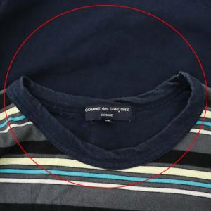 COMME des GARCONS HOMME AD2009 Tシャツ カットソー プルオーバー 半袖 ボーダー 切替 M 紺 マルチカラー HE-T018