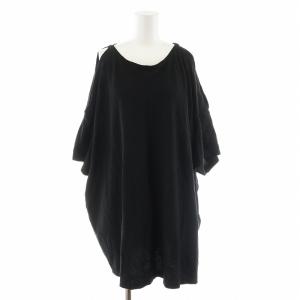 カットソー 七分袖 オーバーサイズ オープンショルダー S 黒 ブラック LN-T73-032 /KH