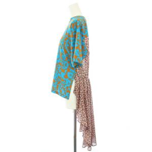 MIHARA YASUHIRO ドッキングシャツ カットソー 半袖 クルーネック ストレッチ シアー シースルー 花柄 総柄 40 マルチカラー B04TS611