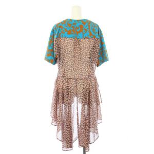 MIHARA YASUHIRO ドッキングシャツ カットソー 半袖 クルーネック ストレッチ シアー シースルー 花柄 総柄 40 マルチカラー B04TS611