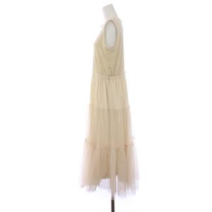 furfur ベロア&チュールドッキングワンピース ロング ノースリーブ クルーネック F アイボリー RWCO234085