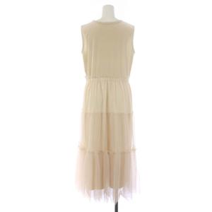 furfur ベロア&チュールドッキングワンピース ロング ノースリーブ クルーネック F アイボリー RWCO234085