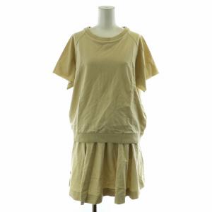 タグ付き セットアップ 上下 Tシャツ カットソー 半袖 フレアスカート ミニ 12 L ベージュ /DK