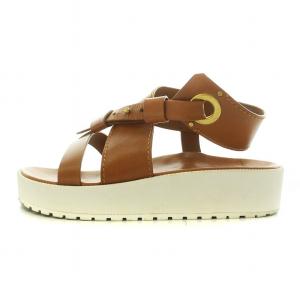 Chloe サンダル ストラップ レザー 39 26.0cm 茶 ブラウン /DK PN