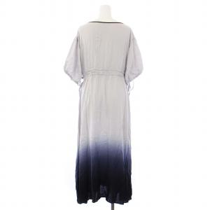 GRACE CONTINENTAL 22SS グラデーション刺繍ワンピース 半袖 ロング マキシ丈 36 グレー ネイビー 紺 0122231013