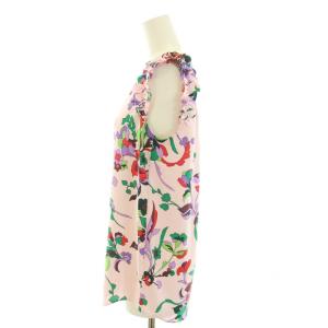 kate spade new york ブラウス カットソー Vネック ノースリーブ 花柄 フリル XS ピンク NJMUB456 /DK GY30