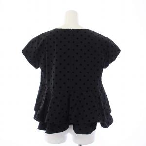 yori ダブルフレアブラウス プルオーバー 半袖 ドット 36 S 黒 ブラック YR1821-053SM /DK