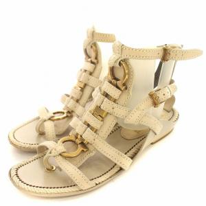サンダル ガンチーニ グラディエーター レザー 5.5 23cm ベージュ /KH PN