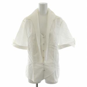 シャツ ブラウス 半袖 コットン 38 白 ホワイト /KH PN GY19