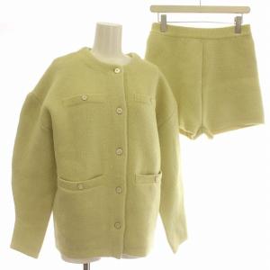 23AW ニット セットアップ ノーカラー ジャケット ショートパンツ 022352800901 F 黄緑
