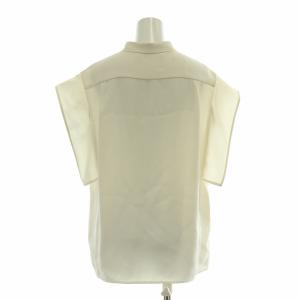 Noble 24SS スクエアースリーブフロントオープンブラウス シャツ バンドカラー ストレッチ 無地 F 白 ホワイト 24051240510020