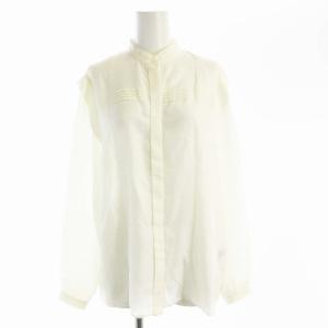 シャツ ブラウス 絹 シルク バンドカラー 長袖 36 白 ホワイト 13-01-21-01101 /RO