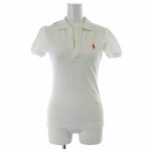 タグ付き ポロシャツ カットソー ロゴ刺繍 ワンポイント スキッパーカラー 半袖 5i 白 ホワイト /DK