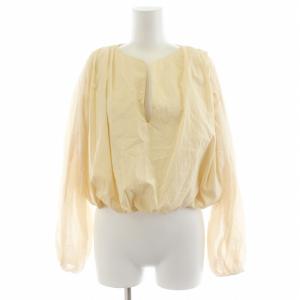 2way Gather Blouse シャツ ブラウス 長袖 プルオーバー シースルー シアー F アイボリー