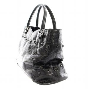 ESCADA トートバッグ ハンドバッグ 型押しレザー スタッズ 黒 ブラック /KU D H