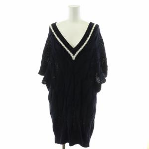 ケーブルニットベスト プルオーバー ノースリーブ コットン 麻混 リネン混 紺 ネイビー 22080586205010