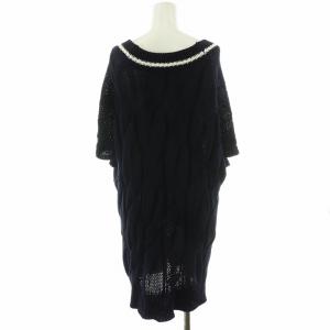 AP STUDIO ケーブルニットベスト プルオーバー ノースリーブ コットン 麻混 リネン混 紺 ネイビー 22080586205010