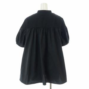 UNITED ARROWS 23SS EMBOS ピンタックショートスリーブブラウス シャツ 半袖 切替 バンドカラー 黒 ブラック