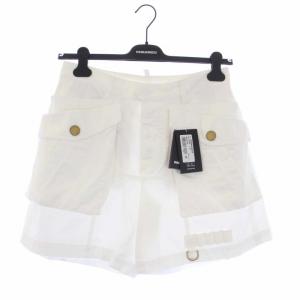 ショートパンツ ワイドボタンダウン 38 M 白 ホワイト /DK GY29 PN